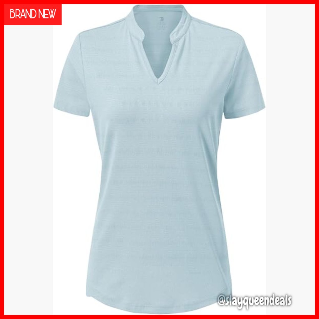 Women's Upf 50+ Hiking Shirt, Quick-Dry Mesh, V-Neck, Lightweight Outdoor Top